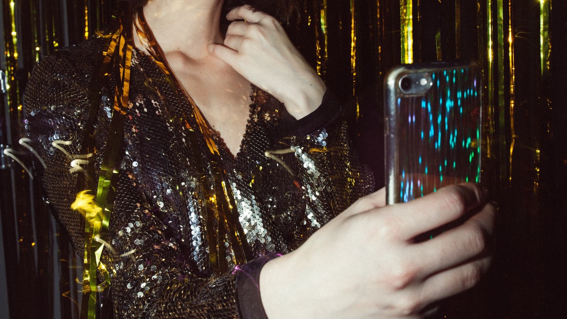 Woman activating smartphone
