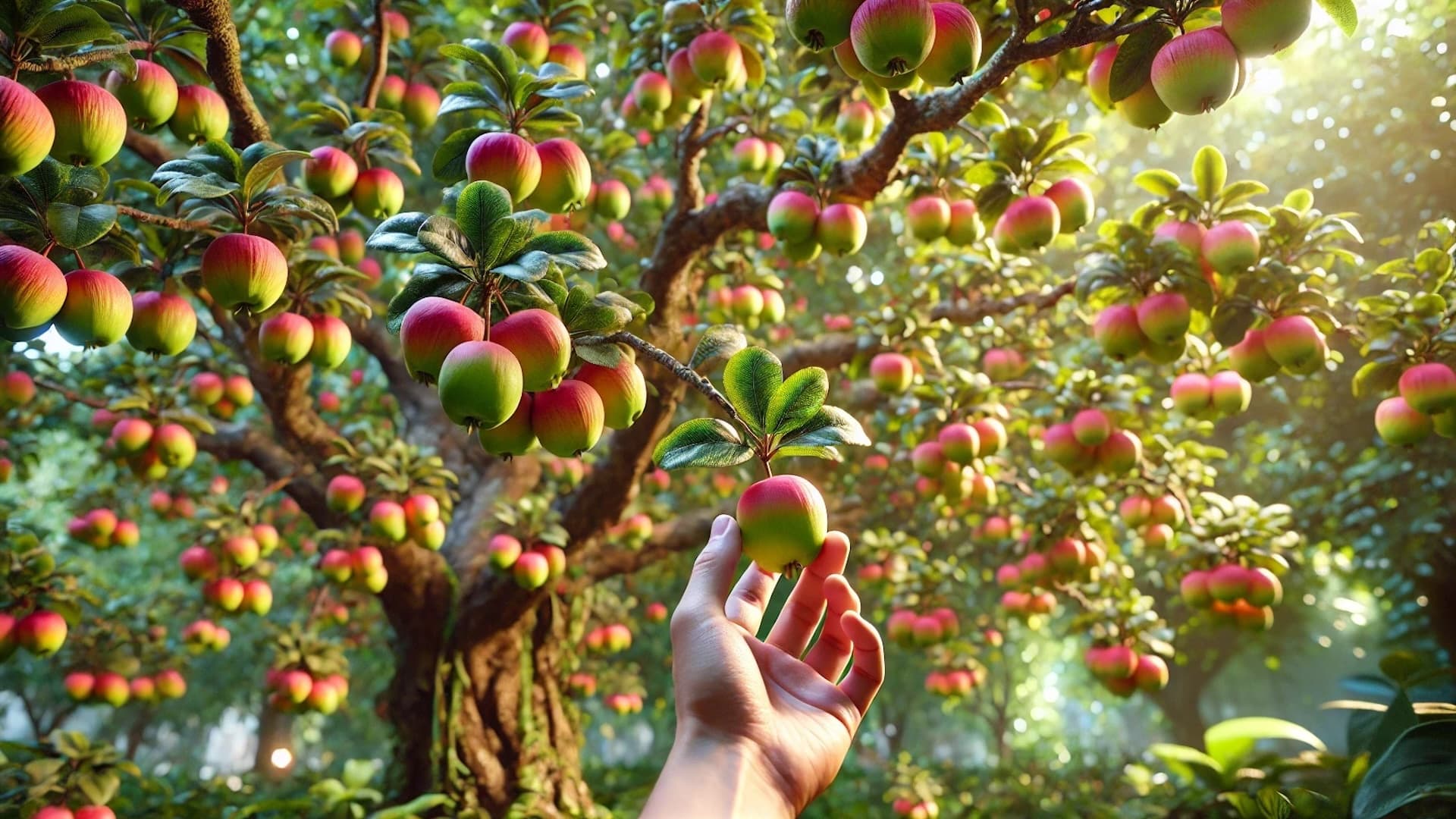 Main saisissant une pomme