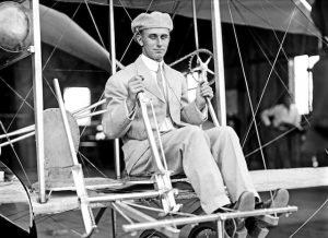 Harry Atwood in Wright Brothers airplane