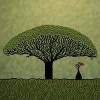 Big tree covering small tree